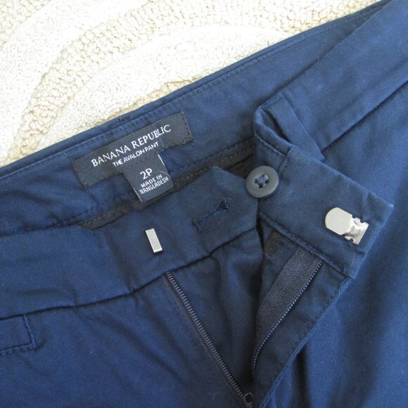 Banana Republic The Avalon Pant Navy Blue 2P Cotton Spandex Career Office Wear - Picture 5 of 6